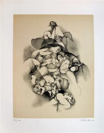 Lithografie Daboval - Les phantasmes de Berthe