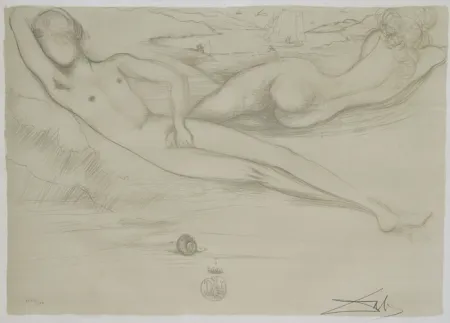Lithografie Dali - A la Plage from the Nudes Suite