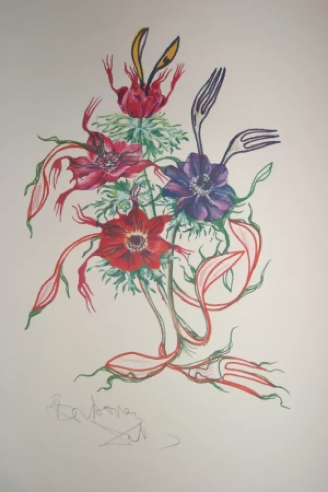 Lithografie Dali - Anemone (surrealistic flowers)