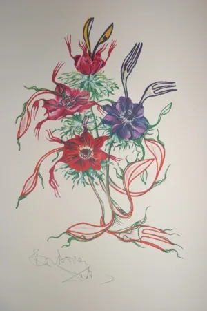 Lithografie Dali - Anemone (surrealistic flowers)
