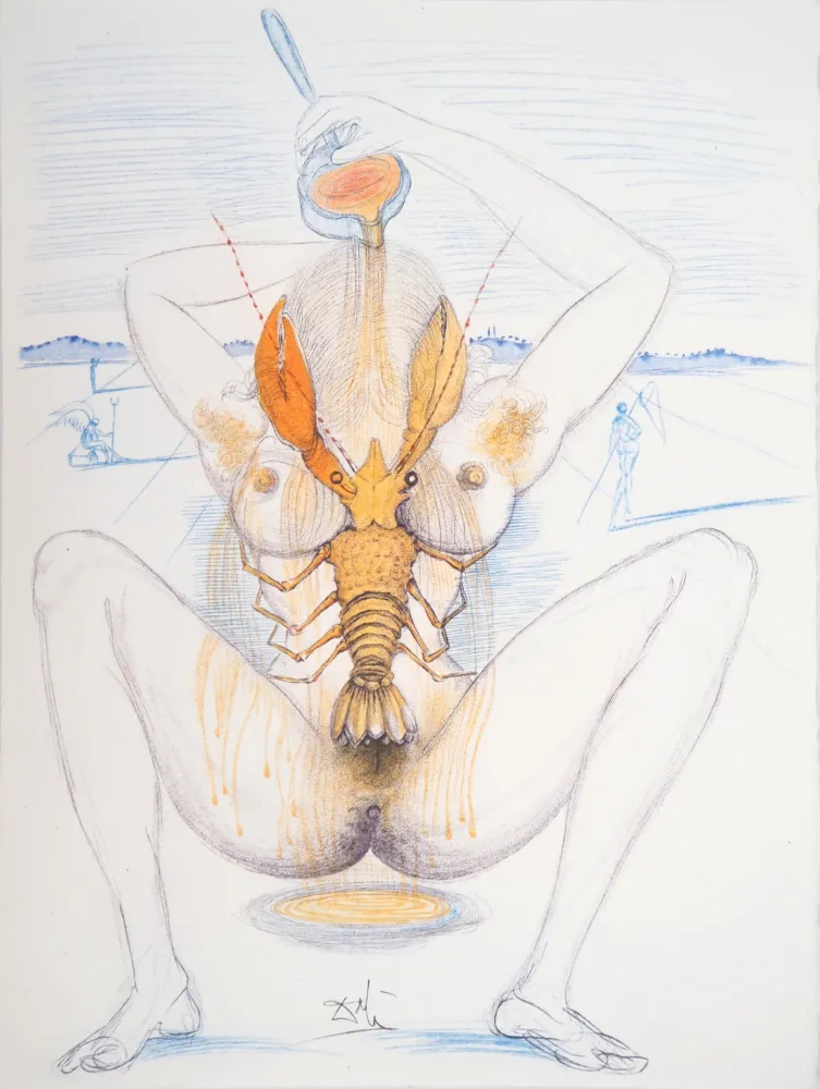 Gravure Dali - Casanova : Femme surréaliste et homard