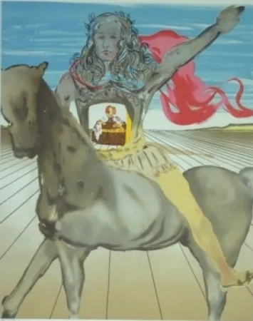 Lithografie Dali - Chevalier surréaliste (Hommage à Velasquez)