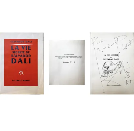 Geïllustreerd Boek Dali - DALI LA VIE SECRÈTE DE SALVADOR DALI (1952) : le n°1 avec dessin original