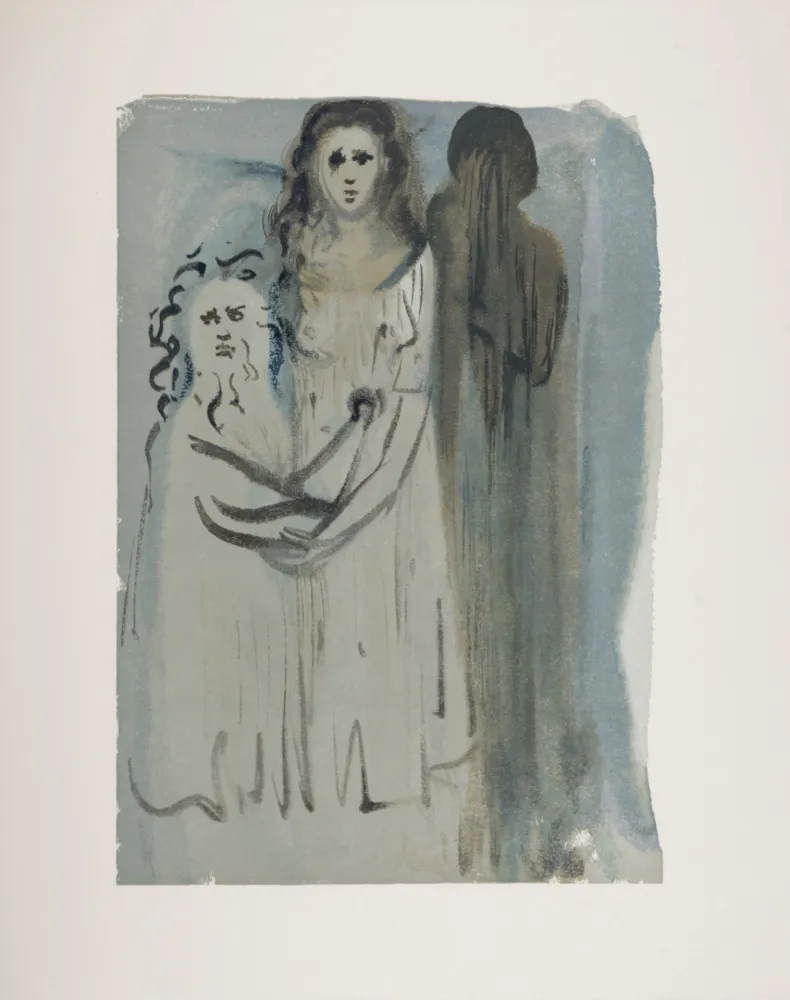 Houtsnede Dali - Dans la fumée des Coléreux, 1963