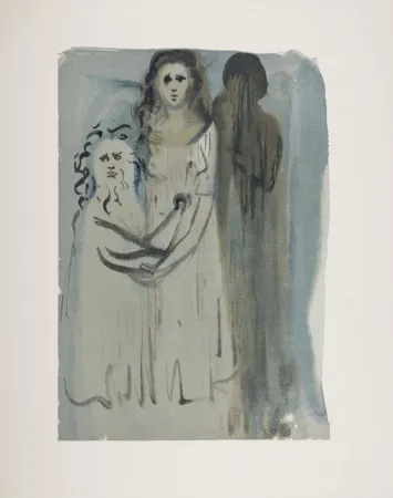 Houtsnede Dali - Dans la fumée des Coléreux, 1963