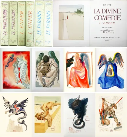 Geïllustreerd Boek Dali - Dante : LA DIVINE COMÉDIE. 6 volumes. 100 planches couleurs dont 33 signées (1959-1963).