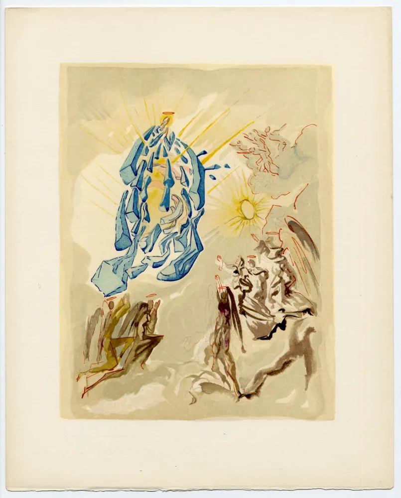 Houtsnede Dali - Dante recouvre la vue. La Divine Comédie (Le Paradis, Chant 26)