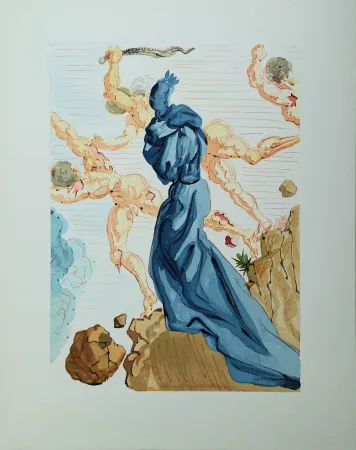 Houtsnede Dali - Divine Comédie, Enfer 15, Les margelles de Phlégéthon