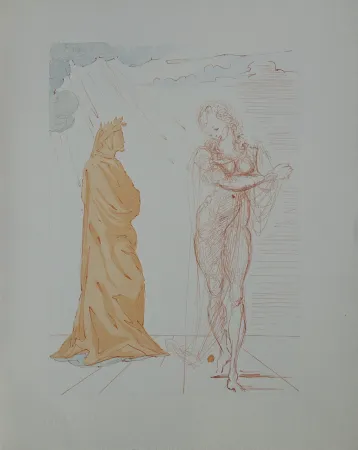 Houtsnede Dali - Divine Comédie, Enfer 2, Virgile réconforte Dante