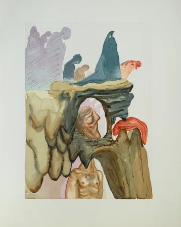 Houtsnede Dali - Divine Comédie, Enfer 22, Les prévaricateurs