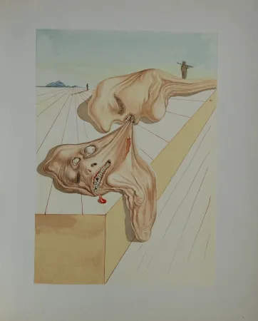 Houtsnede Dali - Divine Comédie, Enfer 30, Les hommes qui s'entre dévorent