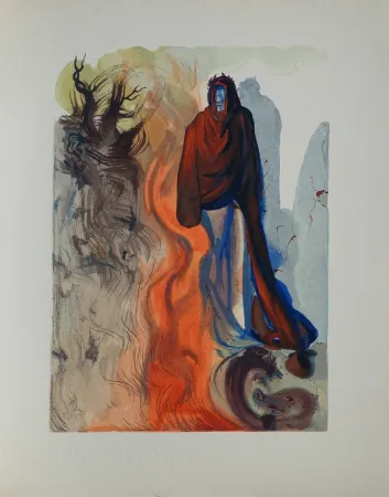 Houtsnede Dali - Divine Comédie, Enfer 34, Apparition de Pluton