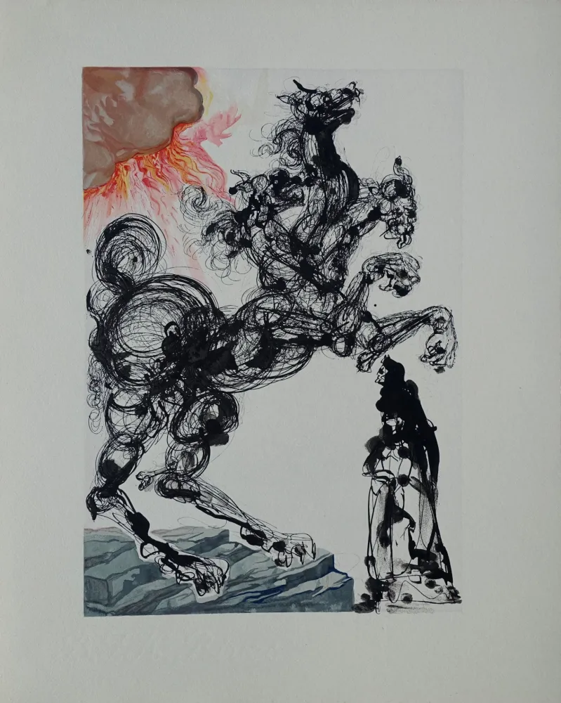 Houtsnede Dali - Divine Comédie, Enfer 6, Cerbère