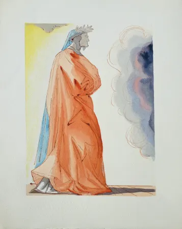 Houtsnede Dali - Divine Comédie, Paradis 1, Dante à l'entrée du paradis