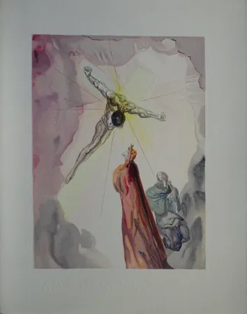 Houtsnede Dali - Divine Comédie, Paradis 14, Apparition du Christ