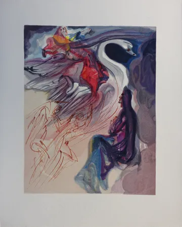 Houtsnede Dali - Divine Comédie, Paradis 19, Le langage de l'oiseau