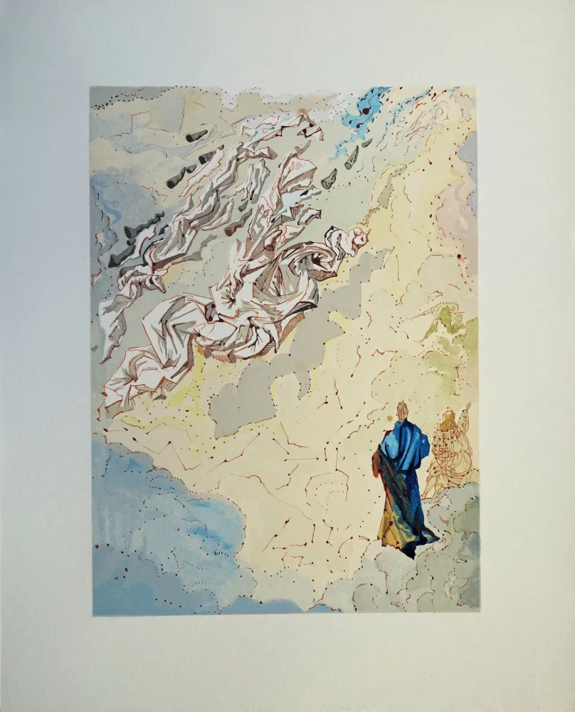 Houtsnede Dali - Divine Comédie, Paradis 20, Le sixième ciel de Jupiter