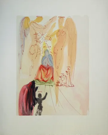 Houtsnede Dali - Divine Comédie, Paradis 23, Le triomphe du Christ et de la Vierge