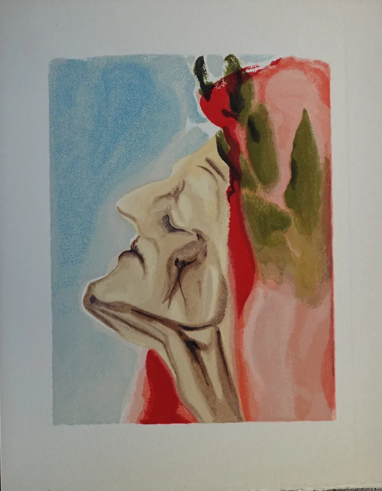 Houtsnede Dali - Divine Comédie, Paradis 7, Le doute de Dante