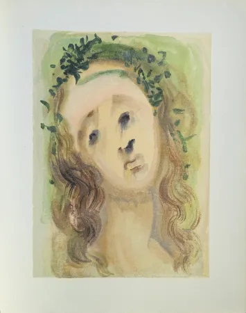 Houtsnede Dali - Divine Comédie, Purgatoire 10, Le visage de Virgile