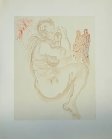 Houtsnede Dali - Divine Comédie, Purgatoire 19, Le songe de Dante