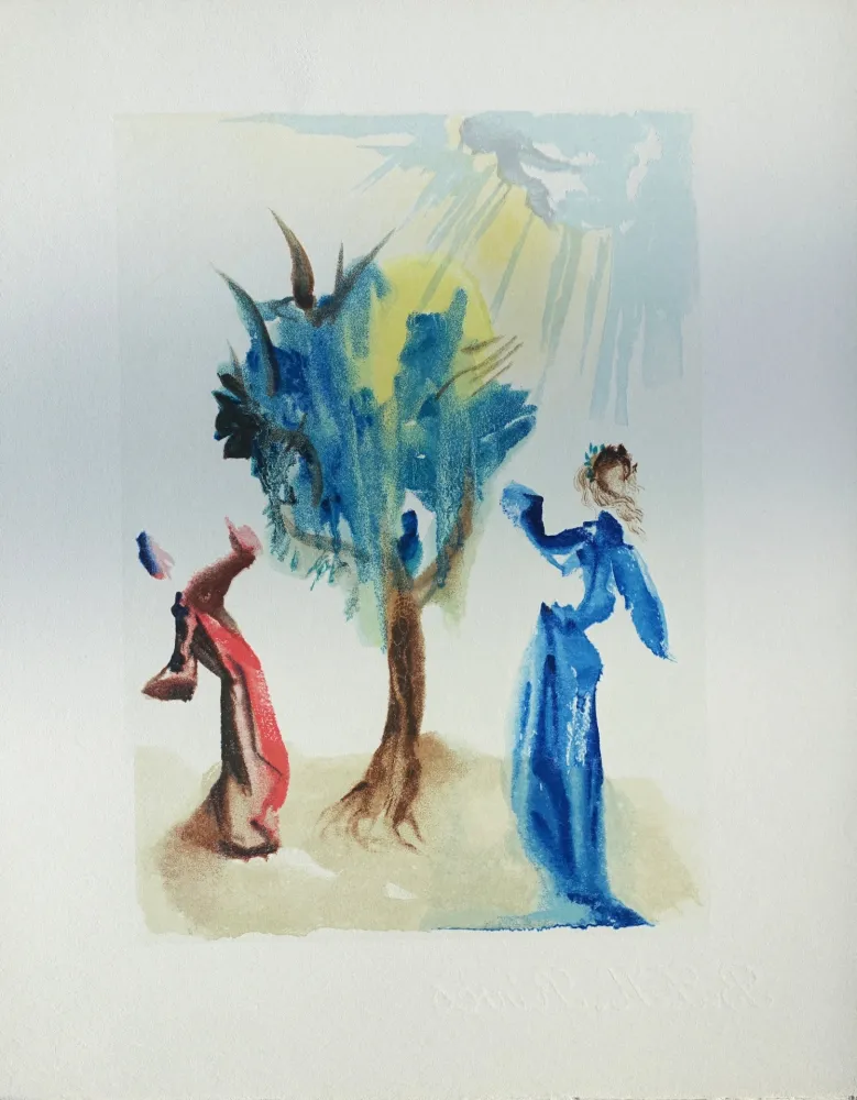 Houtsnede Dali - Divine Comédie, Purgatoire 24, L'arbre du châtiment