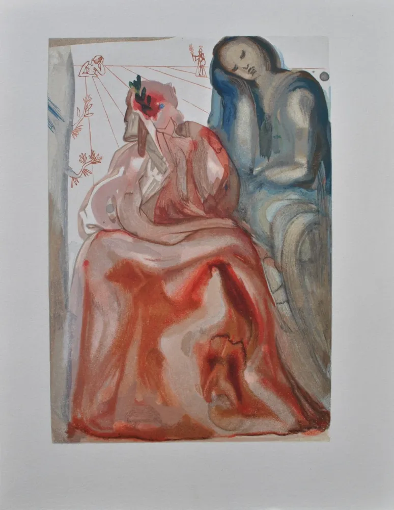 Houtsnede Dali - Divine Comédie, Purgatoire 31, La confession de Dante