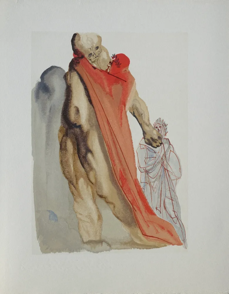 Houtsnede Dali - Divine Comédie, Purgatoire 5, Les reproches de Virgile