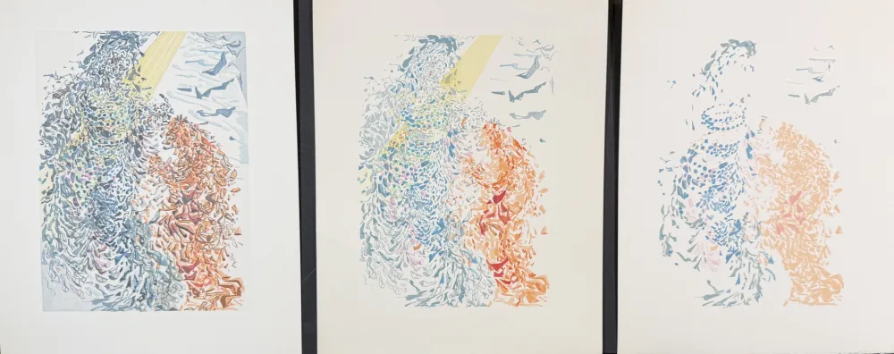 Houtsnede Dali - Divine Comedy Heaven Canto 14 Decomposition (3 Pieces)