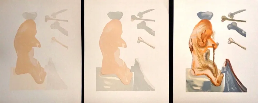 Houtsnede Dali - Divine Comedy Hell Canto 20 Decomposition (3 Pieces)