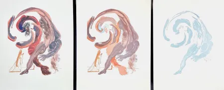 Houtsnede Dali - Divine Comedy Purgatory Canto 18 Decomposition 3 Pieces