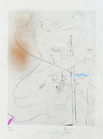 Gravure Dali - Femme à le béquille