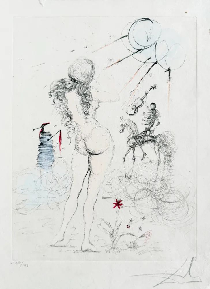 Gravure Dali - Femme, cheval et la mort