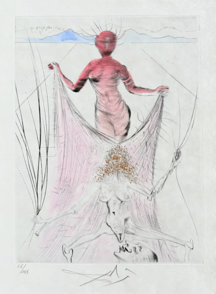 Gravure Dali - Femme tenant le voile