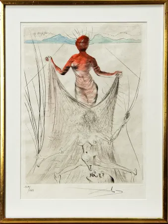 Lithografie Dali - Femme tenant le voile