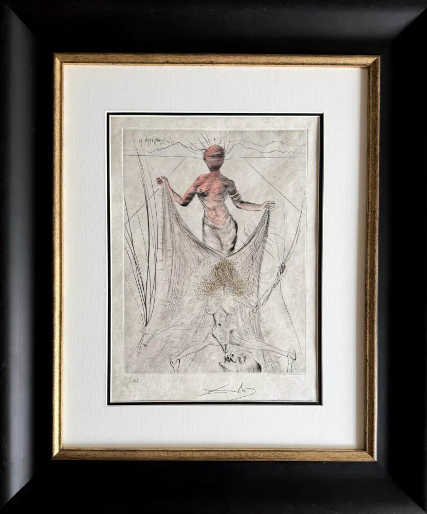 Gravure Dali - Femme tenant le voile