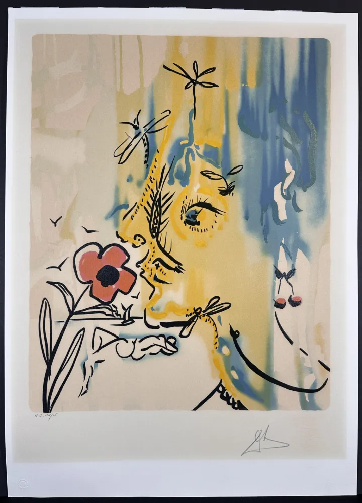 Lithografie Dali - Fleurs Surrealiste Vanishing Face