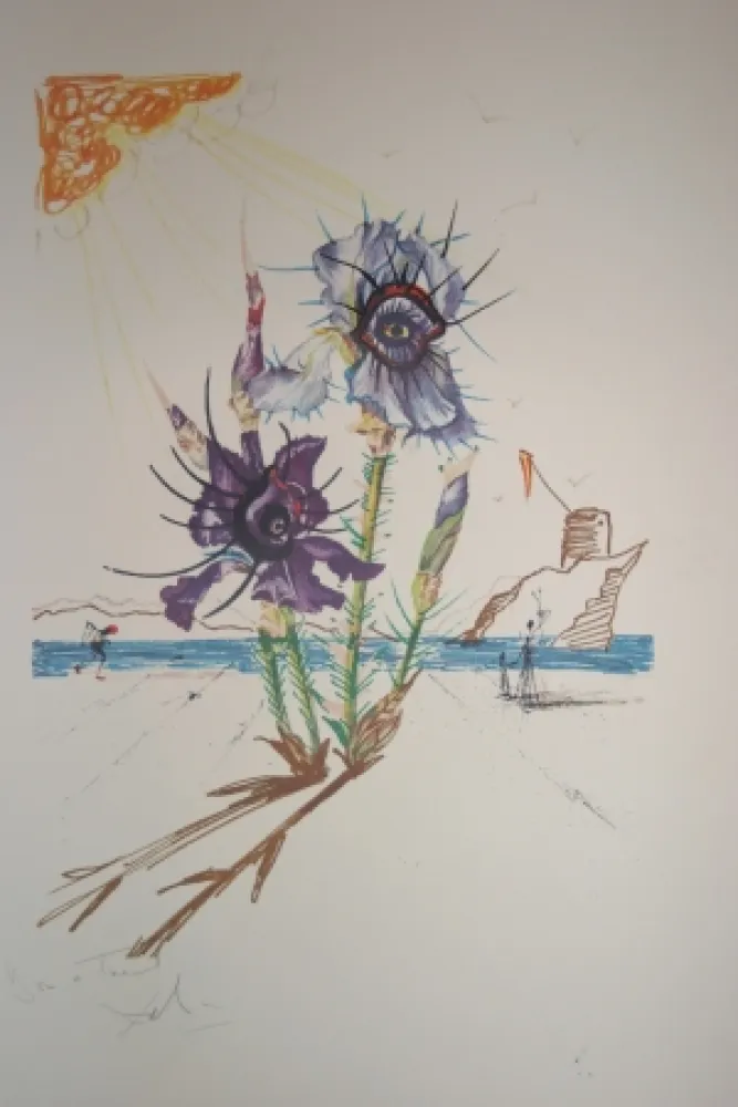 Lithografie Dali - Iris of Dalí's Youth (surrealistic flowers)