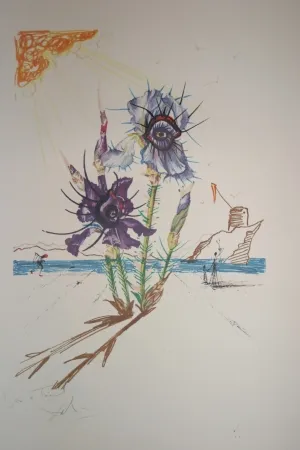 Lithografie Dali - Iris of Dalí's Youth (surrealistic flowers)
