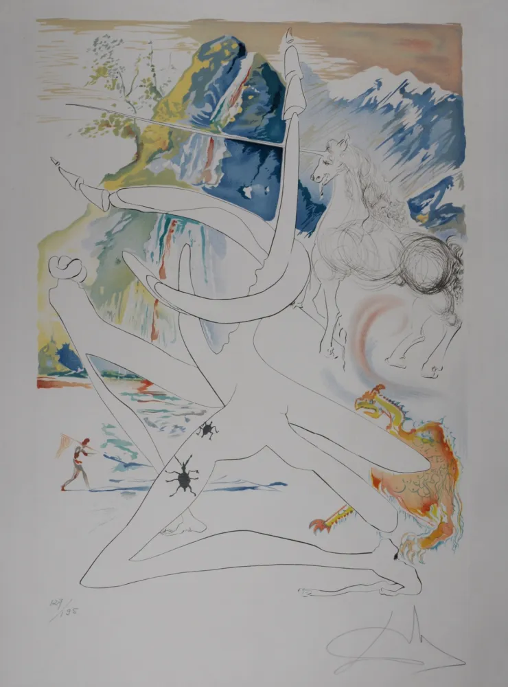 Ets En Aquatint Dali - La conquete du cosmos : L'unicorne laser 