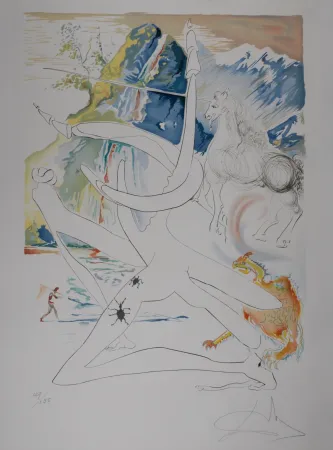 Ets En Aquatint Dali - La conquete du cosmos : L'unicorne laser 