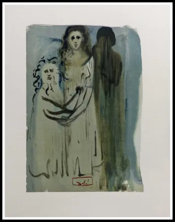 Houtsnede Dali - LA DIVINE COMEDIE - Dans la fumée des coléreux