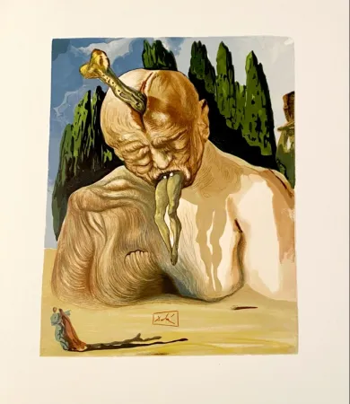 Lithografie Dali - La Divine Comédie - Enfer 27 - Un Diable logicien