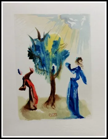Houtsnede Dali - LA DIVINE COMEDIE - L'arbre au châtiment
