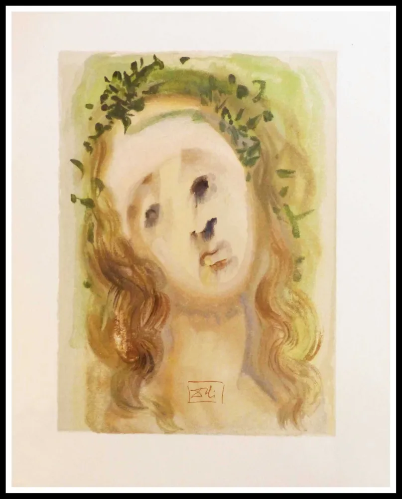 Houtsnede Dali - LA DIVINE COMEDIE - Le visage de Virgile