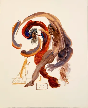 Houtsnede Dali - La Divine Comédie - Purgatoire 18 - Accidia