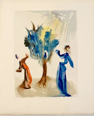 Houtsnede Dali - La Divine Comédie - Purgatoire 24 - L'arbre du châtiment