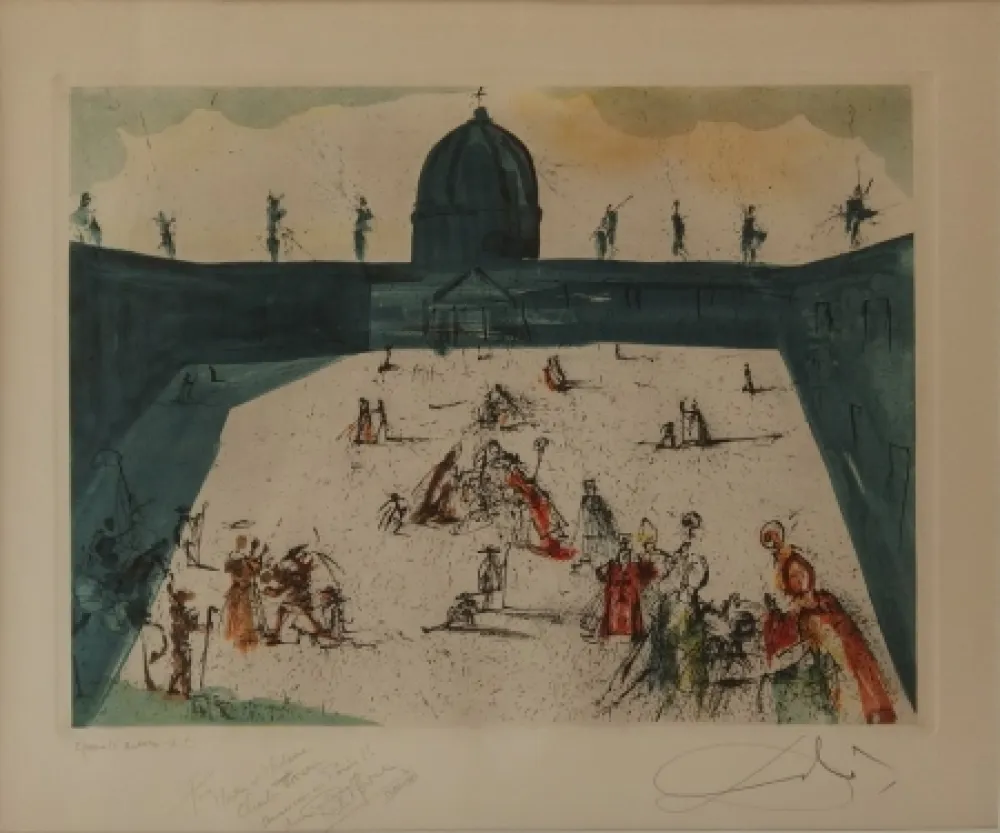 Ets En Aquatint Dali - La Place Saint Pierre
