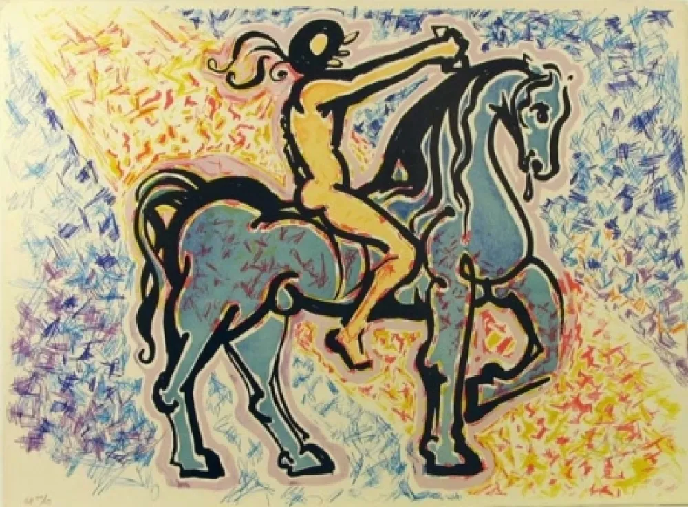 Lithografie Dali - Le Cavalier, from La Jungle Humaine 