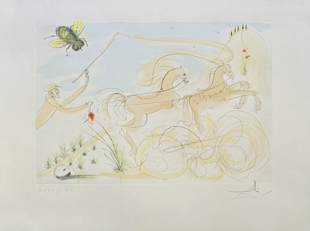 Gravure Dali - Le cheval et la mouche (La mouche du coche), 1974